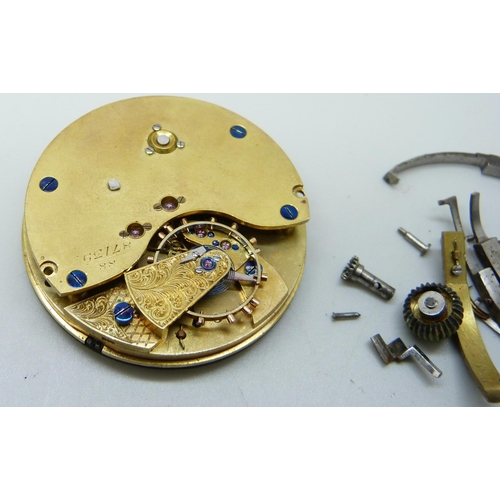 935 - A pocket watch movement, 88/87139, dial 46mm, a/f