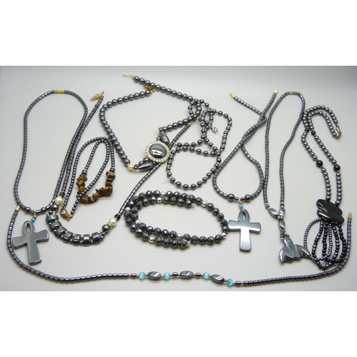 973 - A collection of hematite jewellery