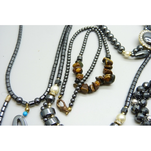 973 - A collection of hematite jewellery