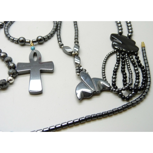 973 - A collection of hematite jewellery