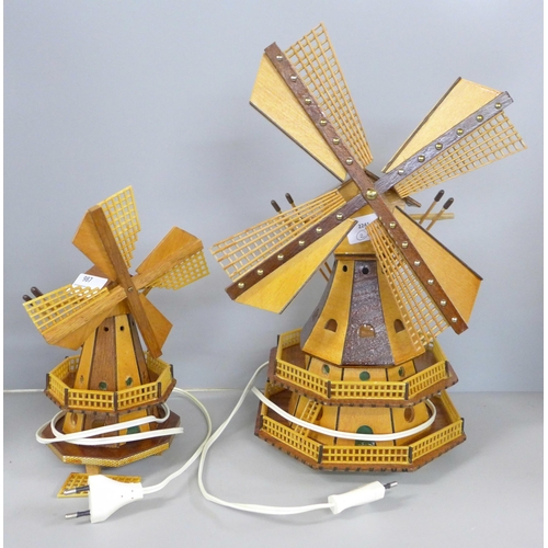 987 - Two wooden windmill table lamps **PLEASE NOTE THIS LOT IS NOT ELIGIBLE FOR IN-HOUSE POSTING AND PACK... 