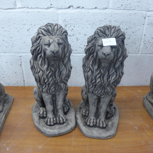 5151B - A pair of concrete stone effect seated lions approx. 16