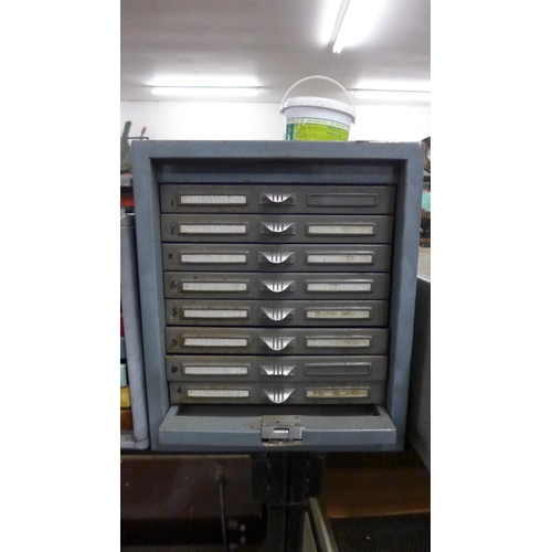 5214 - 2 x 8 drawer multi drawer workshop cabinets and a six drawer workshop cabinet