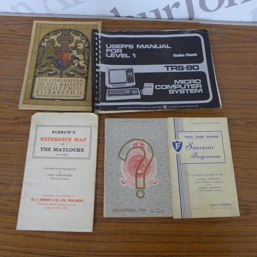 5223 - A collection of vintage glass medicine bottles and vintage football programmes