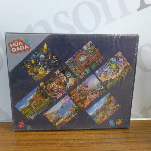 5230 - 6 x 1000 piece space jigsaw puzzles and a 1000 piece jigsaw puzzle of animals playing poker