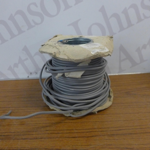 5262 - Various rolls of electrical cable, 1 drum of 100 metre TV cable and 1 drum of alarm cable