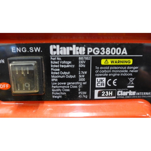 5320 - A Clarke Power PG3800A, 3KVA, 230V petrol generator (8521)  *This lot is subject to VAT and sold as ... 