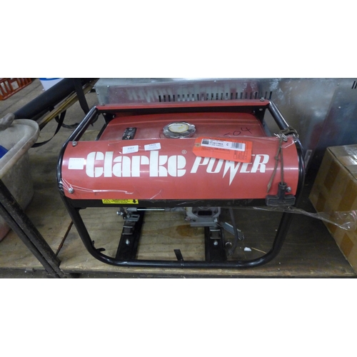 5327 - A Clarke power PG3800ADV 3KVA dual voltage (230/110v) petrol generator (8504) *This lot is subject t... 