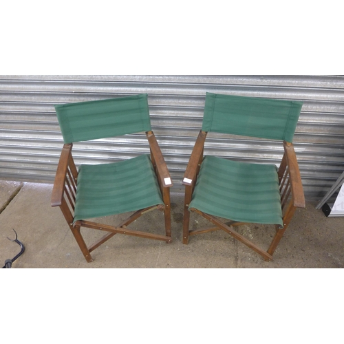 5332 - 2 dark wood foldable directors chairs