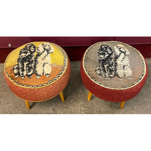 68 - A pair of Hanley fabric upholstered circular stools