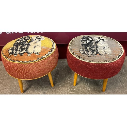 68 - A pair of Hanley fabric upholstered circular stools