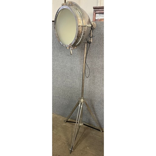 303 - A chrome theatre spotlight on stand