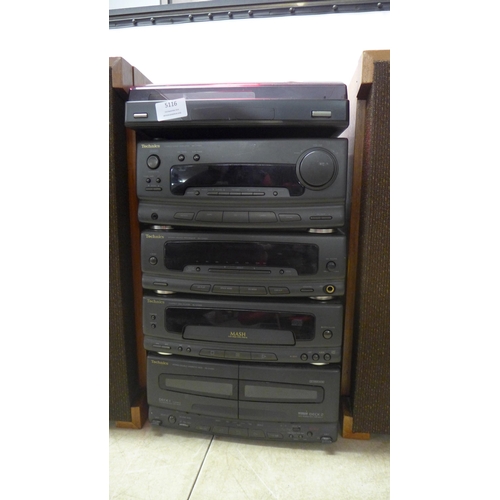 5116 - A Technics music system - RS- CH550 twin cassette deck, SL-CH550 compact disc player, SA-CH550 stere... 