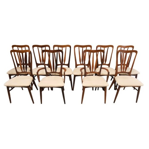 1 - A set of ten Danish Koefoed Hornslet rosewood Ingrid dining chairs, designed by Niels Koefoed. CITES... 