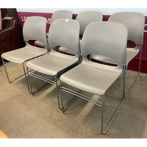 79 - A set of six Herman Miller plastic and tubular metal Limerick stacking chairs