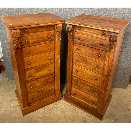 97 - A pair of Victorian style hardwood Wellington chests