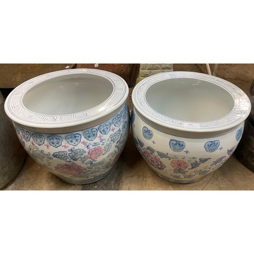 305 - Two oriental porcelain jardinieres