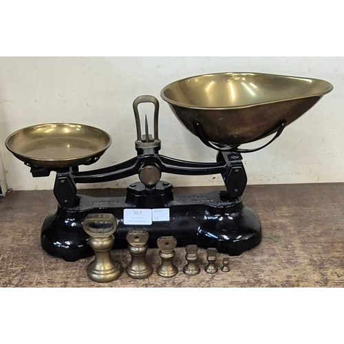 367 - A set of Libra metal scales and graduated brass weights