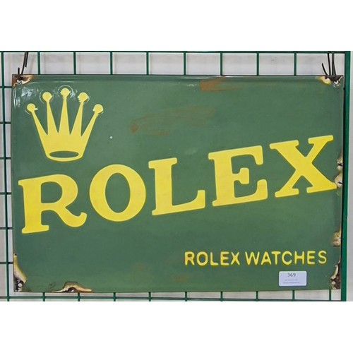 369 - A Rolex enamelled metal advertising sign