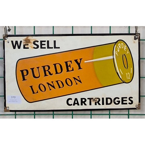 370 - A Purdey Cartridges enamelled metal advertising sign