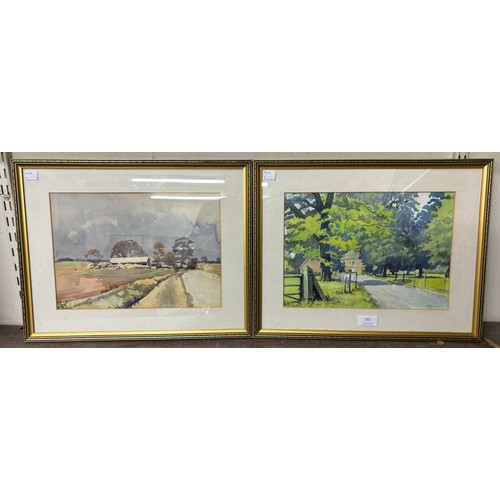 332 - G. M. Brough, two countryside landscapes, watercolour, framed