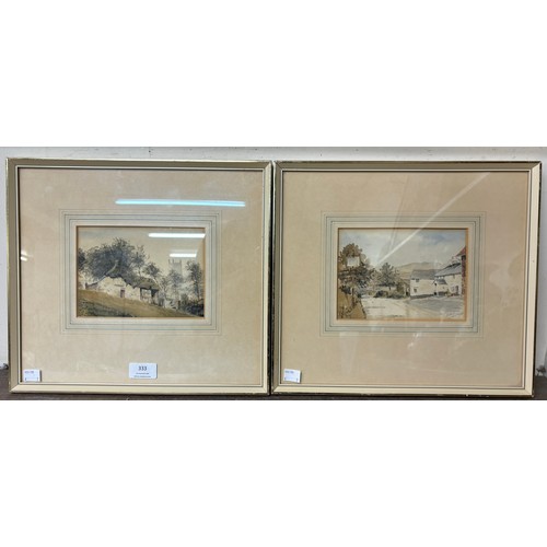 333 - F.E.J., two countryside landscapes, watercolour, dated 1914, framed