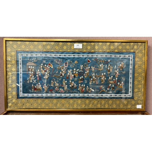 340 - A Chinese silkwork embroidery, framed