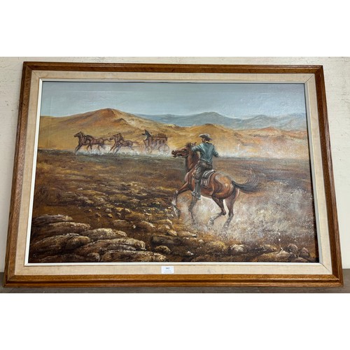 342 - Robert Louiee, Wild West landscape, oil on canvas, framed