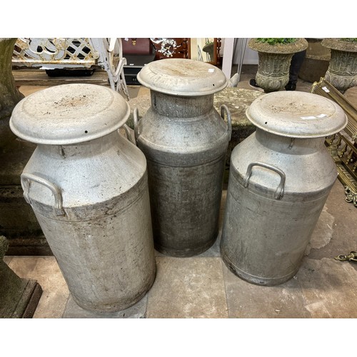 300 - Three galvanised milk churns