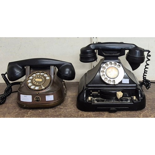 381 - A vintage RTT bakelite and copper telephone and one other