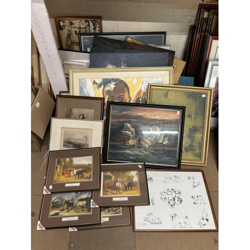 348 - A large quantity of prints, pictures and paintings