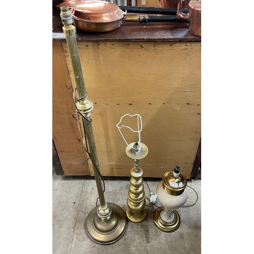 322 - Three brass lamps