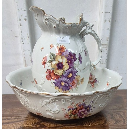 390 - A Doulton Burslem porcelain wash jug and bowl