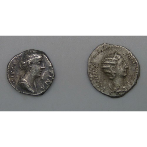 952 - COINS; two silver Denarius, Faustina Senior (wife of Antonius Pius) 138-161 AD, Julia Domna (wife of... 