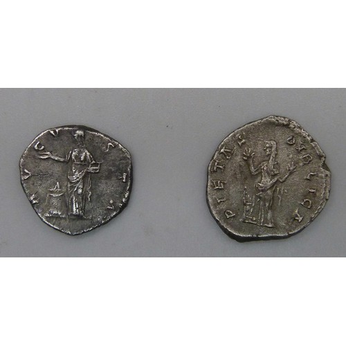 952 - COINS; two silver Denarius, Faustina Senior (wife of Antonius Pius) 138-161 AD, Julia Domna (wife of... 