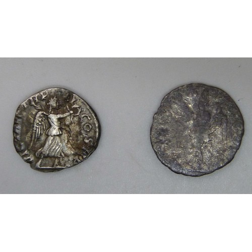 957 - COINS; two Roman silver Denarius, Septimus Severus (victory advancing right on reverse) 193-211 AD, ... 