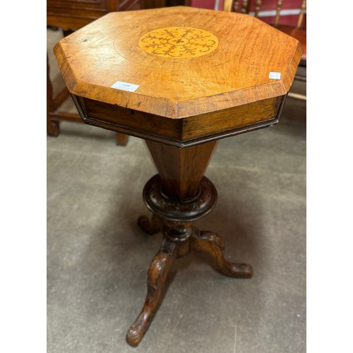 104A - A Victorian inlaid walnut trumpet shaped lady's sewing table