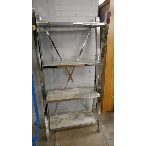 3062 - A chrome and marble shelving unit  * This lot is subject to VAT