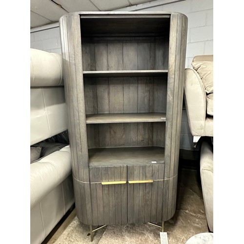 3096 - A grey washed hardwood bookcase  * This lot is subject to VAT