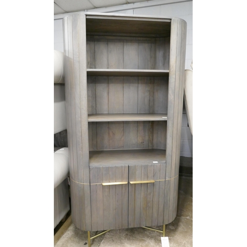 3096 - A grey washed hardwood bookcase  * This lot is subject to VAT