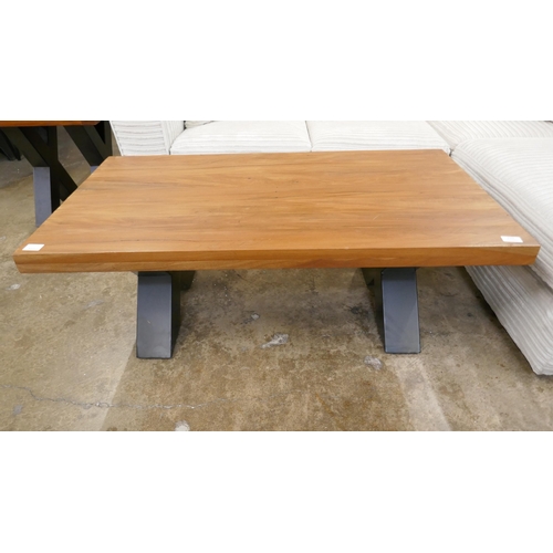 3103 - A hardwood and steel coffee table  * This lot is subject to VAT