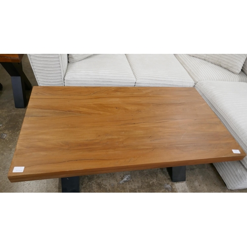 3103 - A hardwood and steel coffee table  * This lot is subject to VAT