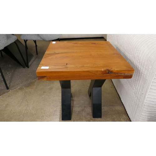 3104 - A hardwood and steel lamp table  * This lot is subject to VAT