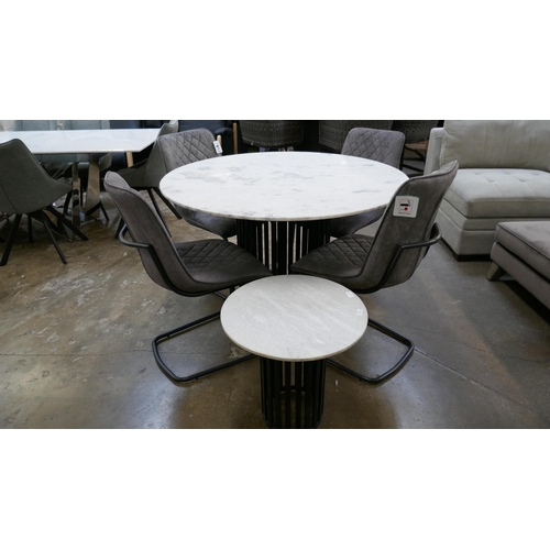 3118 - A marble topped circular dining table and four grey cantilever chairs  * This lot is subject to VAT