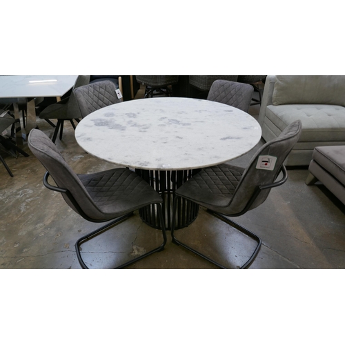 3118 - A marble topped circular dining table and four grey cantilever chairs  * This lot is subject to VAT