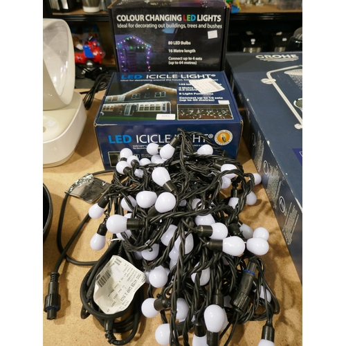 6142 - 2 x Led Colour Change Lights And Led Icicle Light's -  (334-263,264,268,311/25) *This lot is subject... 