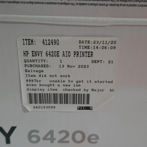 6162 - Hp Envy Printer - model - 6420E Aio - This lot requires a UK adapter (334-392) *This lot is subject ... 