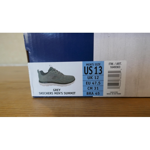 6034 - Men's grey Summit Skechers memory foam trainers: size UK 12 (335-64/85758) *This lot is subject to V... 