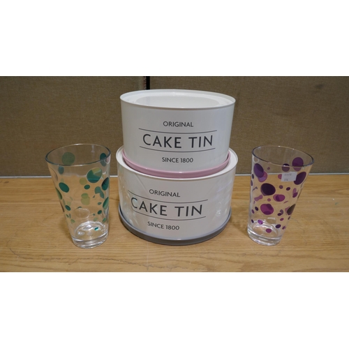 6146 - Mason Cash Cake Tins+ 2 Plastic Tumblers  (334-236) *This lot is subject to Vat