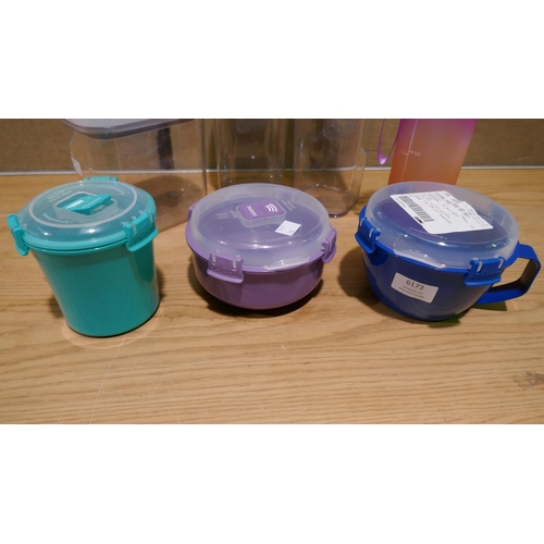 6173 - Oxo Pop Container, Tritan Water Bottle, Sistema Food Mugs 3 piece Set (334-508,520,523) *This lot is... 